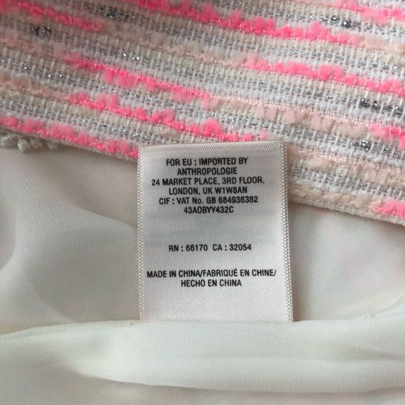 Moulinette Soeurs Anthro Pink Tweed Convertible Strapless Dress size 6 - Picture 12 of 13